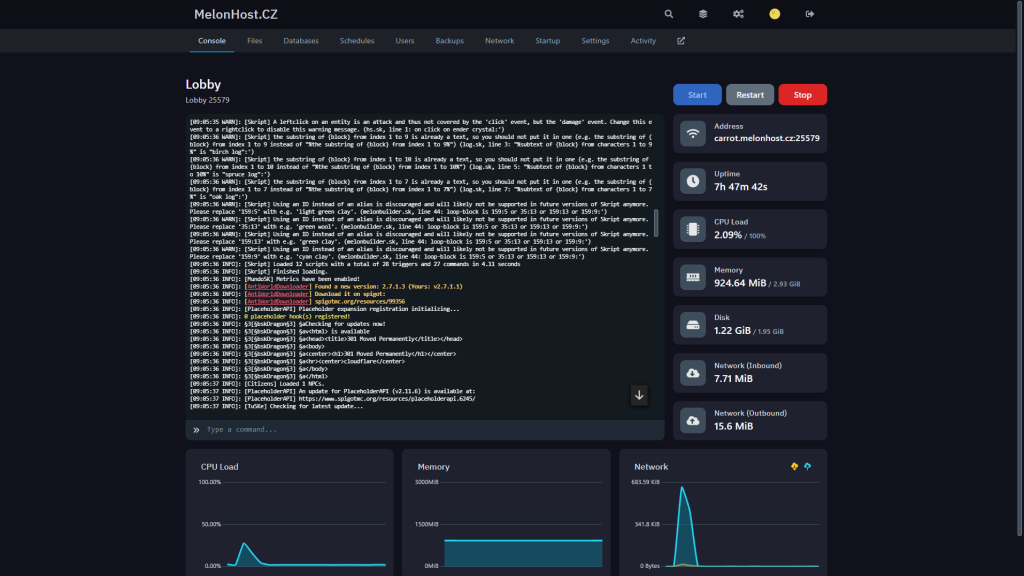 Náhled ovládacího panelu